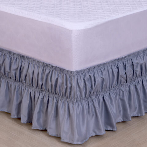 Saia para Cama Box Colchobox Ajustável Elasticada Cinza