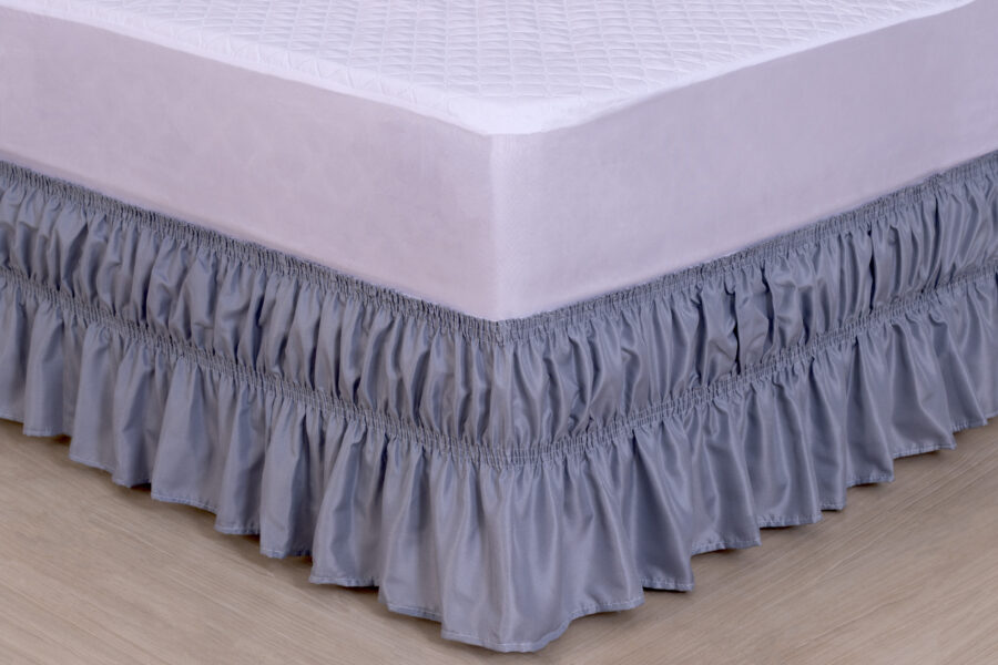 Saia para Cama Box Colchobox Ajustável Elasticada Cinza