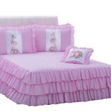 Kit Colcha Casal com Babado Sofia 4 Peças Rosa