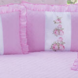 Kit Colcha Casal com Babado Sofia 4 Peças Rosa