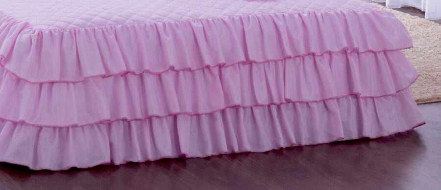 Kit Colcha Casal com Babado Sofia 4 Peças Rosa