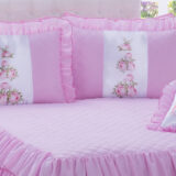 Kit Colcha Casal com Babado Sofia 4 Peças Rosa