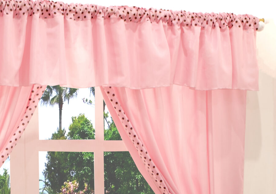 Cortina Infantil Ursinha Rosa 2,00 x 1,70 m Varão Duplo