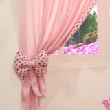 Cortina Infantil Ursinha Rosa 2,00 x 1,70 m Varão Duplo