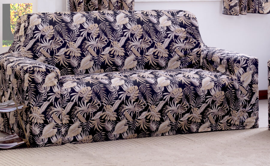 Kit Capas de Sofá 2 e 3 Lugares Adere Floral Preto
