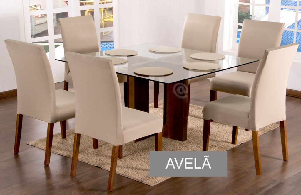 Kit 6 Capas para Cadeira Elástica Malha Avelã