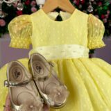 Vestido Infantil Marie Amarelo de Bolinhas