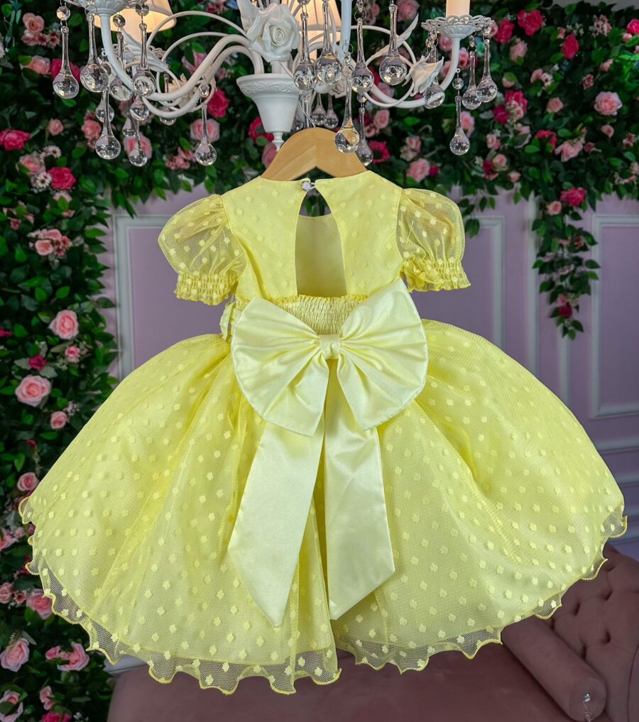 Vestido Infantil Marie Amarelo de Bolinhas