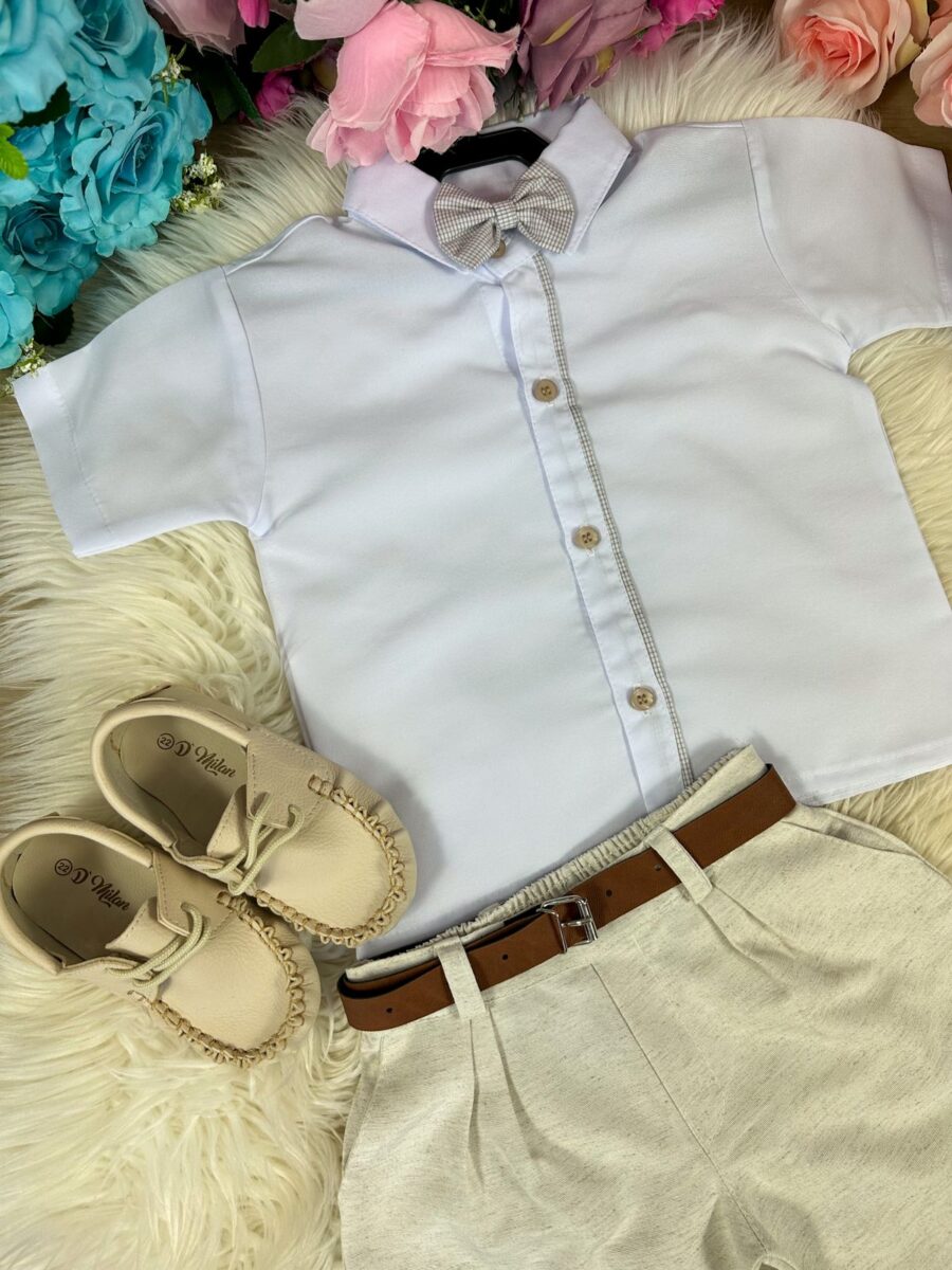 Conjunto Social Infantil Miss Cherry Heitor Shorts Xadrez