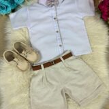 Conjunto Social Infantil Miss Cherry Heitor Shorts Xadrez