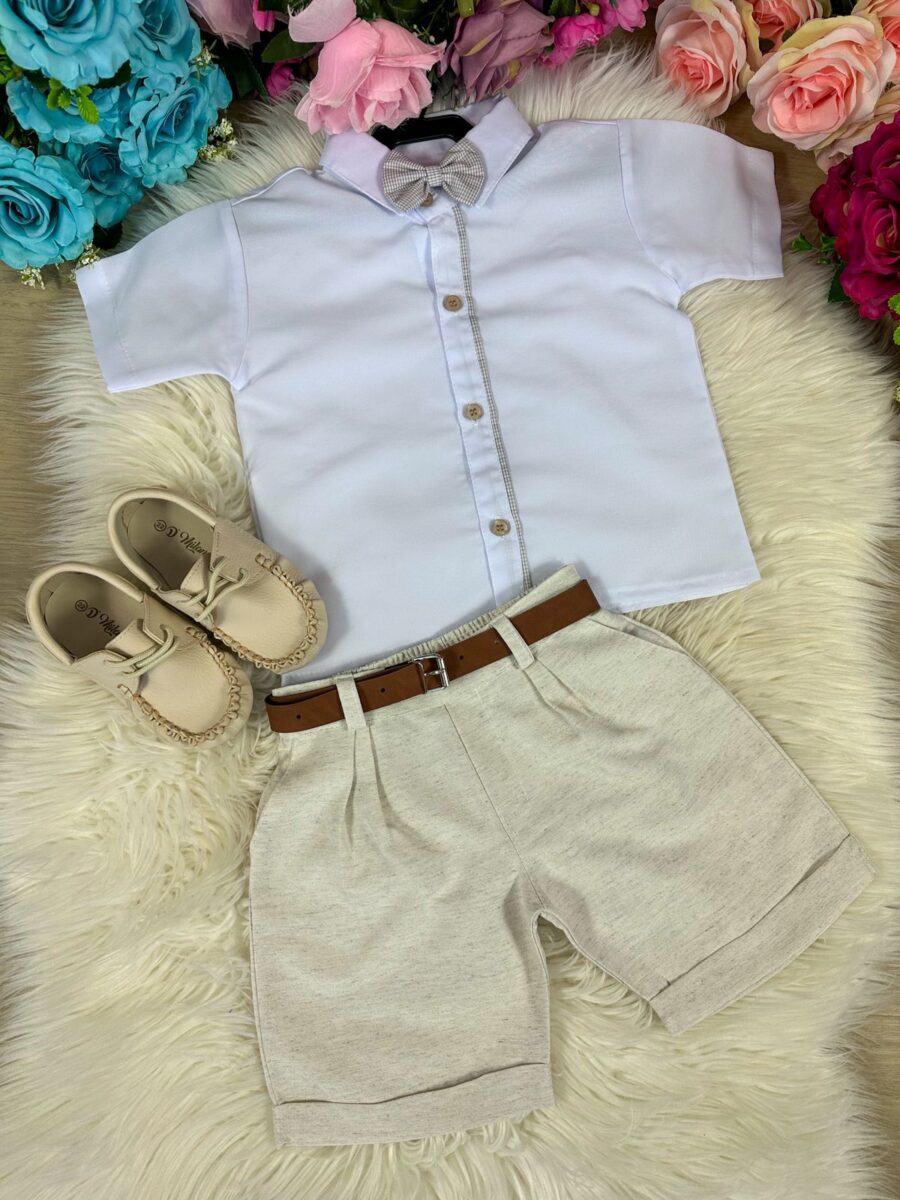 Conjunto Social Infantil Miss Cherry Heitor Shorts Xadrez