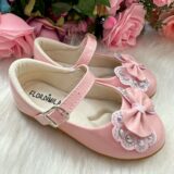 Sapatilha Bebê Flor di Mila Baby Rosa Laço com Strass