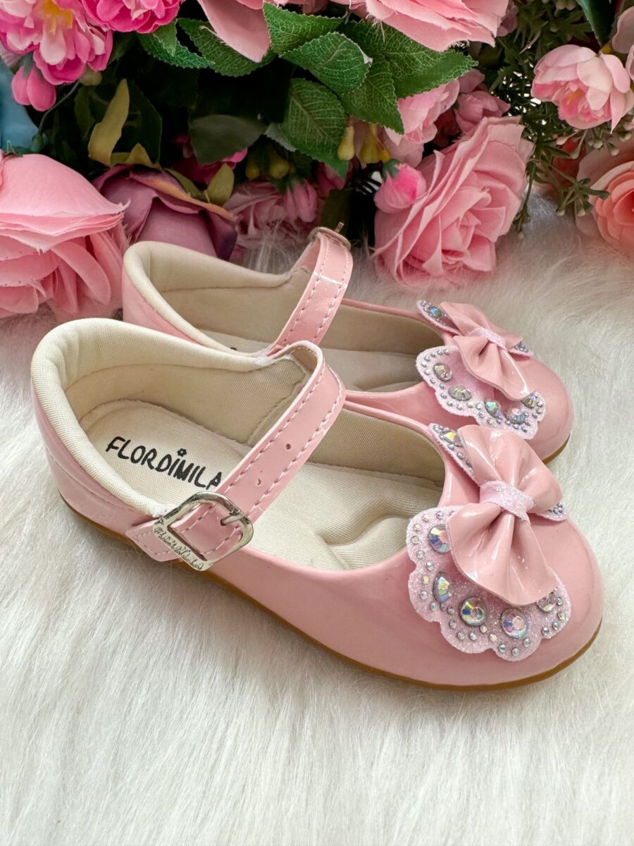 Sapatilha Bebê Flor di Mila Baby Rosa Laço com Strass