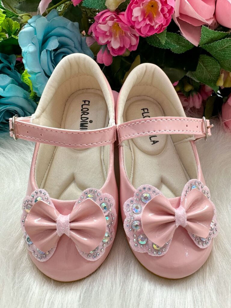 Sapatilha Bebê Flor di Mila Baby Rosa Laço com Strass
