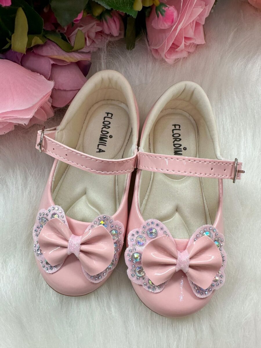 Sapatilha Bebê Flor di Mila Baby Rosa Laço com Strass