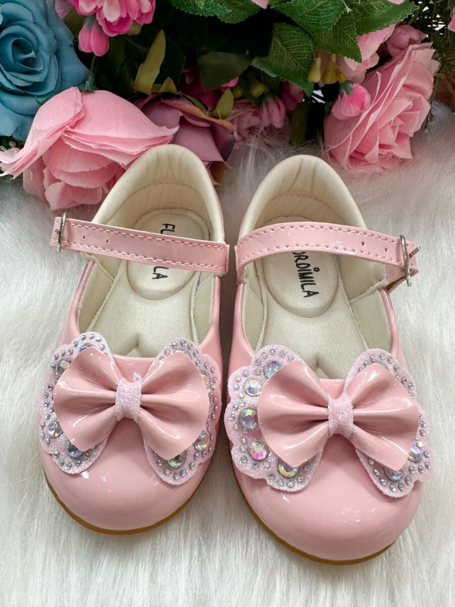 Sapatilha Bebê Flor di Mila Baby Rosa Laço com Strass