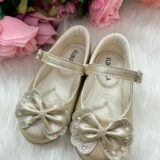 Sapatilha Flor Di MIla Baby Dourado lacinho Strass