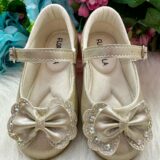 Sapatilha Flor Di MIla Baby Dourado lacinho Strass