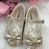 Sapatilha Flor Di MIla Baby Dourado lacinho Strass
