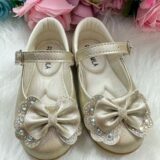 Sapatilha Flor Di MIla Baby Dourado lacinho Strass