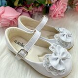 Sapatilha Bebê Flor di Mila Baby Branca Laço com Strass