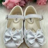 Sapatilha Bebê Flor di Mila Baby Branca Laço com Strass