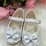 Sapatilha Bebê Flor di Mila Baby Branca Laço com Strass