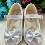 Sapatilha Bebê Flor di Mila Baby Branca Laço com Strass
