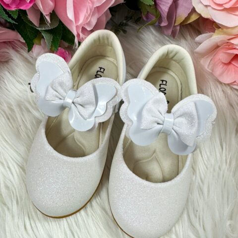 Sapatilha Bebê Flor di Mila Baby Branca Glitter