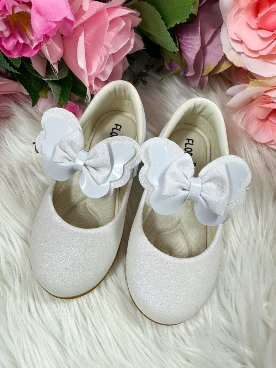 Sapatilha Bebê Flor di Mila Baby Branca Glitter