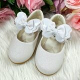 Sapatilha Bebê Flor di Mila Baby Branca Glitter