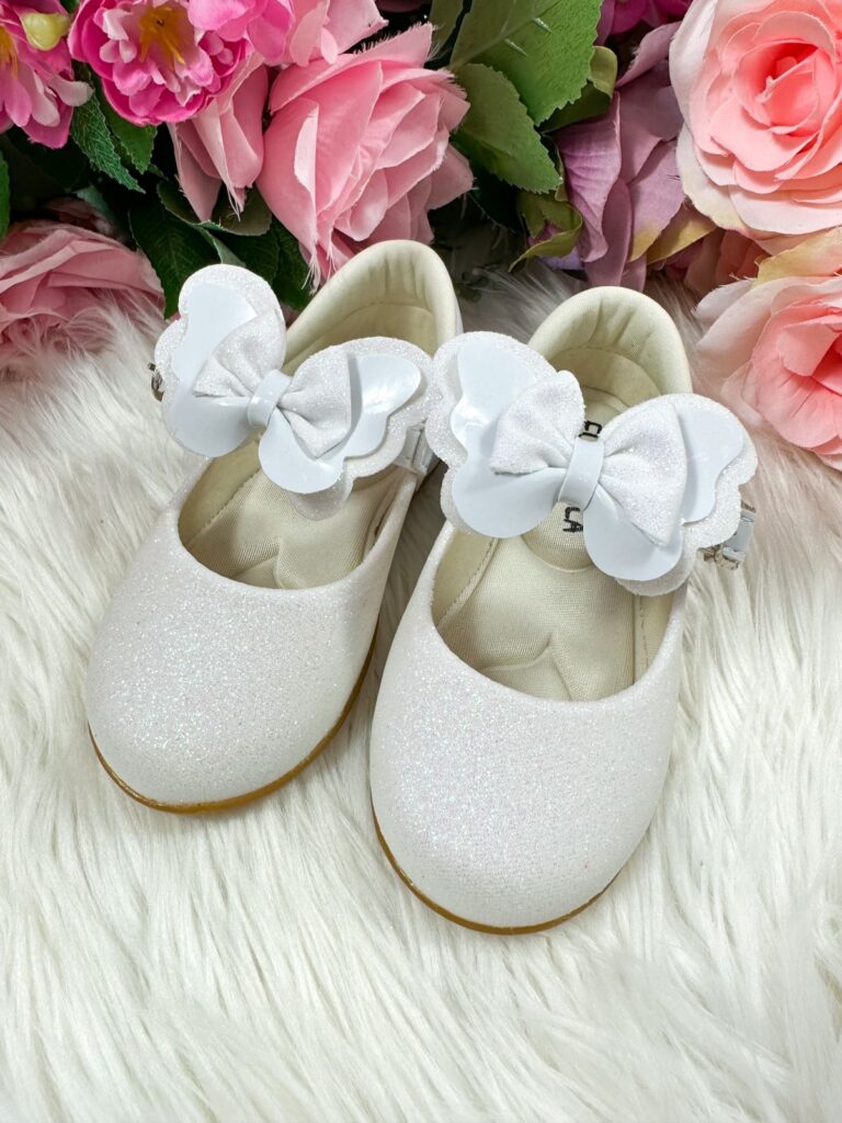 Sapatilha Bebê Flor di Mila Baby Branca Glitter