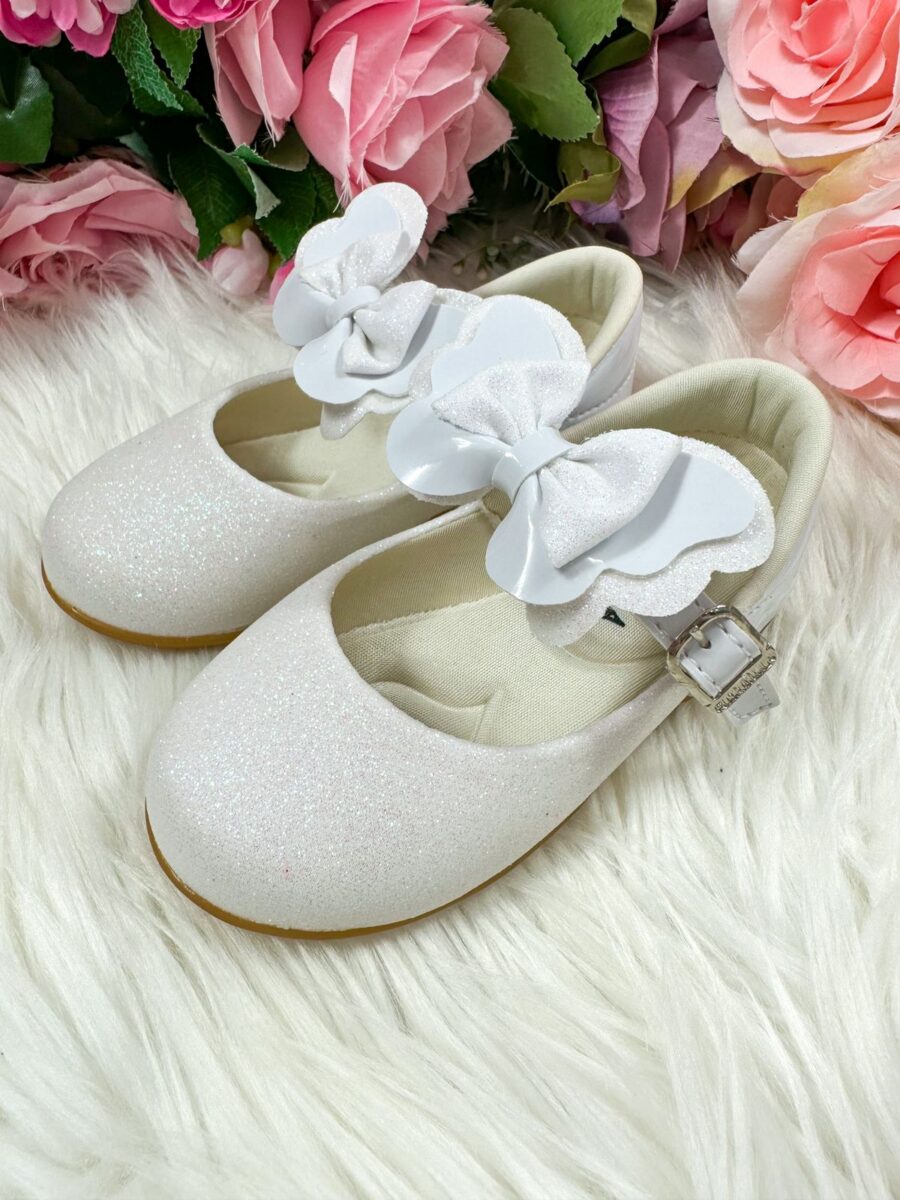 Sapatilha Bebê Flor di Mila Baby Branca Glitter