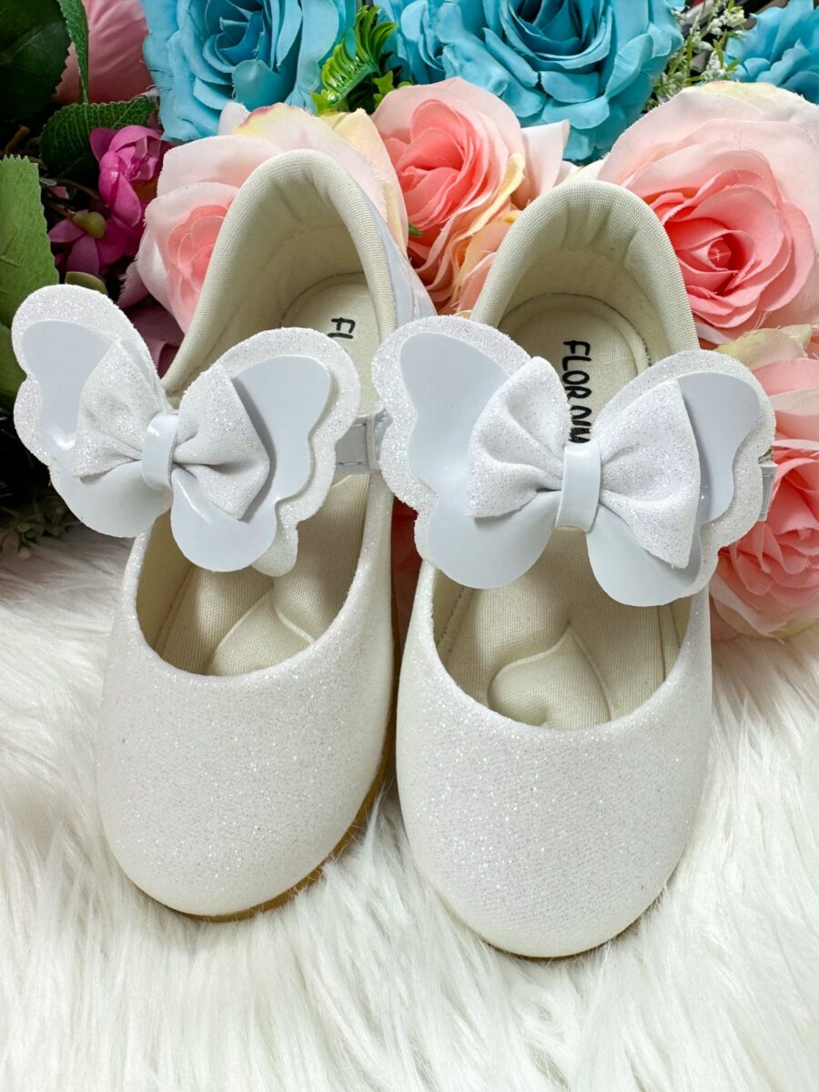 Sapatilha Bebê Flor di Mila Baby Branca Glitter