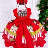 Vestido Infantil Chapeuzinho Vermelho Princesa Belli e Capa
