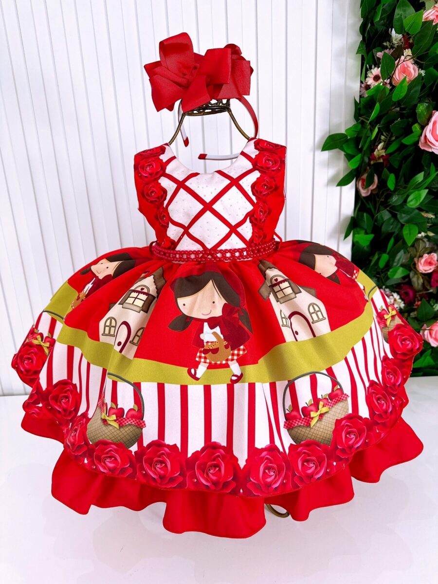 Vestido Infantil Chapeuzinho Vermelho Princesa Belli e Capa
