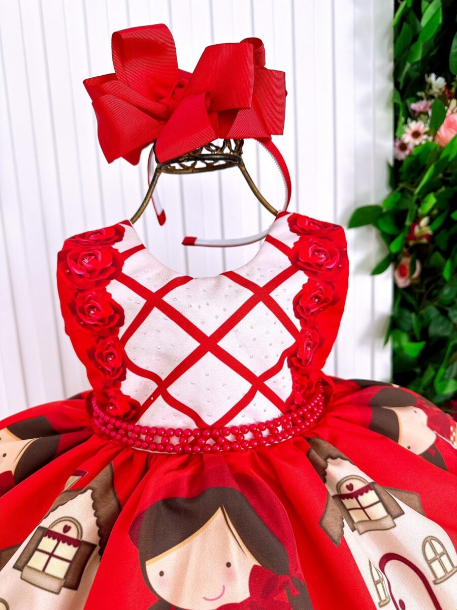 Vestido Infantil Chapeuzinho Vermelho Princesa Belli e Capa
