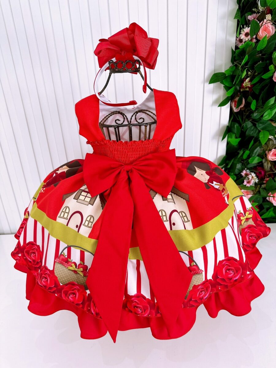 Vestido Infantil Chapeuzinho Vermelho Princesa Belli e Capa