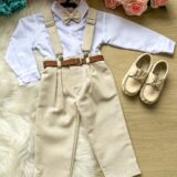 Conjunto Social Infantil Miss Cherry Vitor Linho Bege