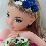Faixa Tiara Infantil Belli Jardim Azul Royal com Dourado