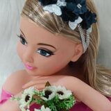 Faixa Tiara Infantil Belli Jardim Azul Petróleo com Prata
