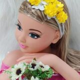 Faixa Tiara Infantil Belli Jardim Amarelo com Prata