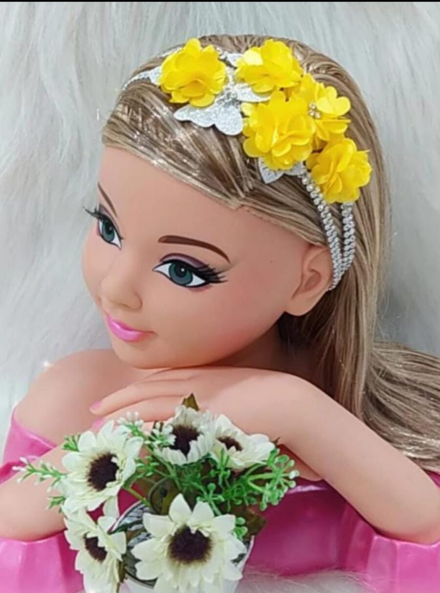 Faixa Tiara Infantil Belli Jardim Amarelo com Prata