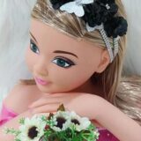 Faixa Tiara Infantil Belli Jardim Preto com Prata