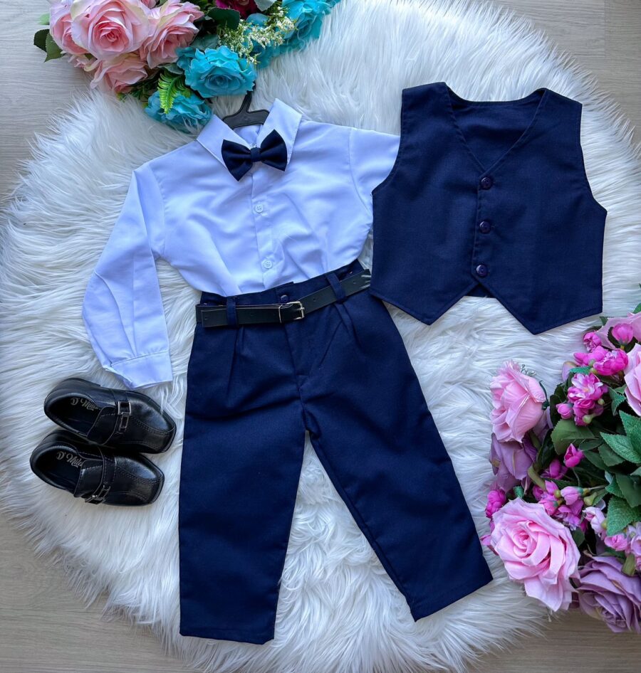 Conjunto Social Infantil Miss Cherry Leonardo Colete Marinho