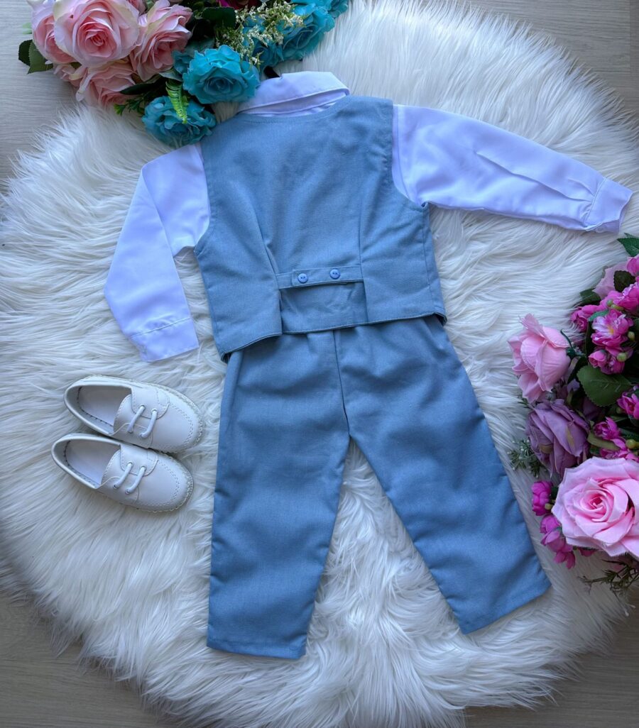 Conjunto Infantil Miss Cherry Leonardo Colete Azul Claro