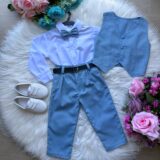 Conjunto Infantil Miss Cherry Leonardo Colete Azul Claro
