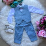 Conjunto Infantil Miss Cherry Leonardo Colete Azul Claro