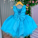 Vestido Infantil Anabel Princesa Belli Jardim Azul Turquesa