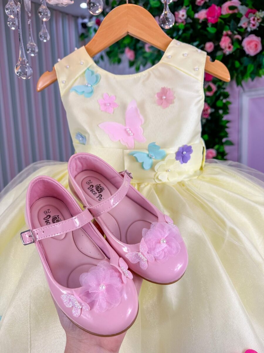 Vestido Infantil Anabel Princesa Belli Jardim Amarelo